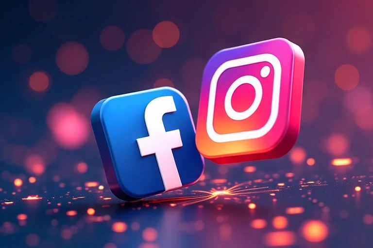 Icone di social media che fluttuano in uno spazio digitale