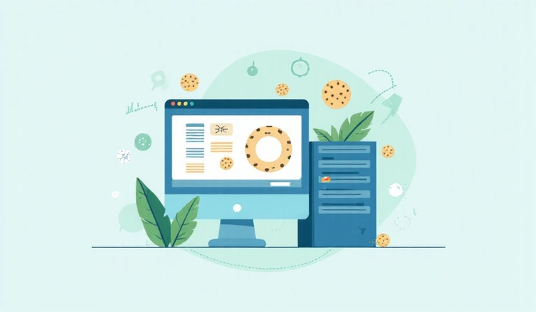 Immagine che illustra i cookie come piccoli file di dati che viaggiano tra browser e server.