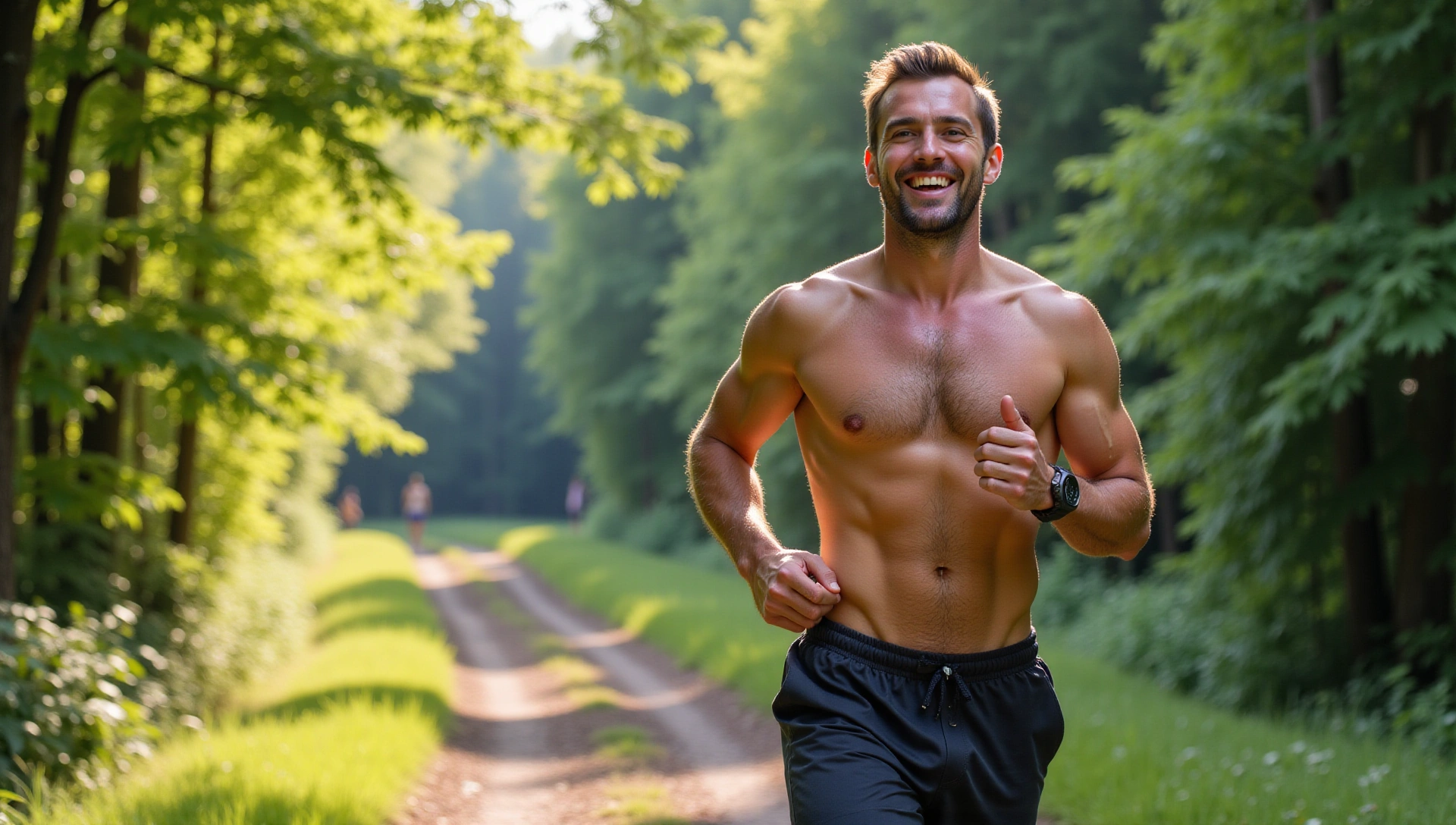 Uomo in salute e attivo in un ambiente naturale che mostra vitalità
